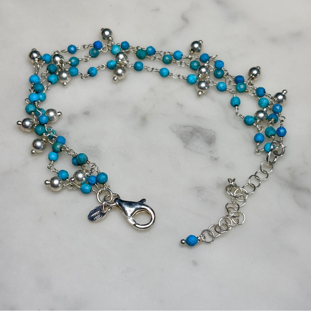 Italian Sterling Silver Adjustable Howlite Bead Bracelet